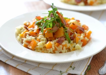 pompoenrisotto met paddenstoelen recept