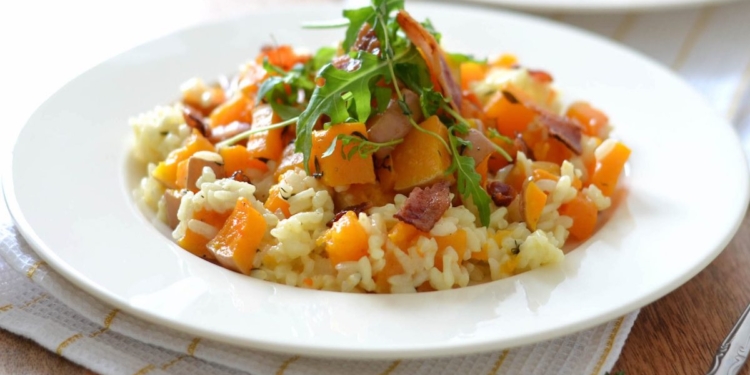 pompoenrisotto met paddenstoelen recept