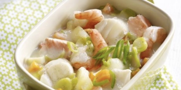 Vispannetje met zalm en kabeljauw